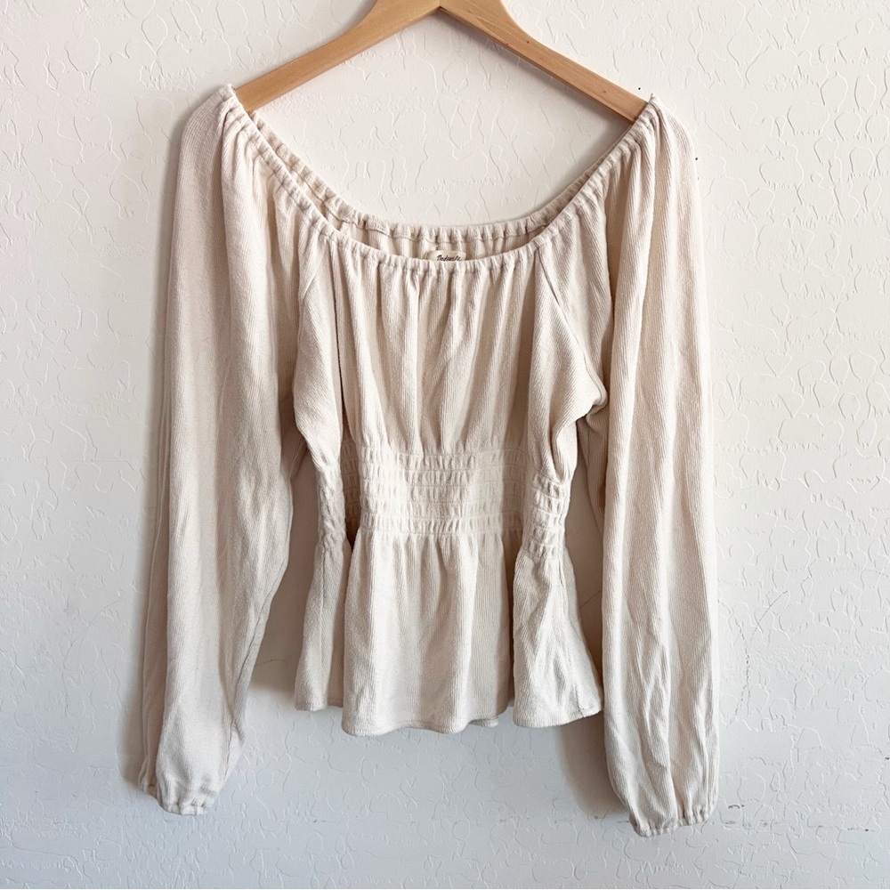 Madewell Cream Long Sleeve Blouse